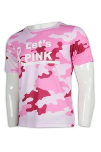 T947 訂做短袖迷彩T恤 T恤供應商   粉紅色迷彩  好看 t 恤